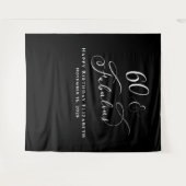 エレガントな60歳のブラックバースデーパーティー タペストリー (正面(横))