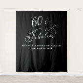 エレガントな60歳のブラックバースデーパーティー タペストリー (正面)