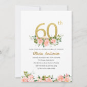 エレガントな60歳の誕生日お祝い水彩グリ 招待状 (正面)