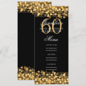 エレガントな60歳の誕生日パーティーのメニュー ゴールドライト 招待状 (正面/裏面)