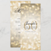 エレガントな60歳の誕生日パーティーのメニュー ゴールド ボケ 招待状 (正面/裏面)