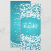 エレガントな60歳の誕生日パーティー スター スパークル ブルー 招待状 (正面/裏面)