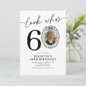 エレガントな60歳の誕生日写真 招待状 (スタンド正面)