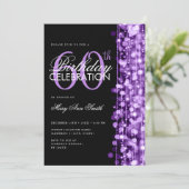 エレガントな60歳の誕生日輝きパープル 招待状 (スタンド正面)