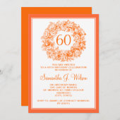 エレガントな60歳の誕生日 ヴィンテージ オレンジ色のバラ 招待状 (正面/裏面)
