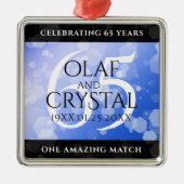 エレガントな65周年ブルーサファイア結婚記念日 メタルオーナメント (正面)