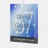 エレガントな67周年サファイア婚 anniversary ガラスオーナメント (正面左)