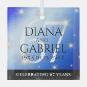 エレガントな67周年サファイア婚 anniversary ガラスオーナメント (正面)