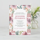エレガントな67歳の誕生日招待状 フラワー ボホー ピンク 招待状 (スタンド正面)