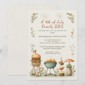 エレガントな7月の4日BBQ招待状 - ソフトラインアート 招待状 (正面/裏面)