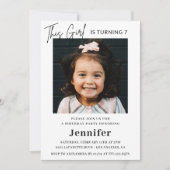 エレガントな7歳の誕生日招待状　写真　モダン 招待状 (正面)