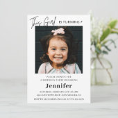 エレガントな7歳の誕生日招待状　写真　モダン 招待状 (スタンド正面)