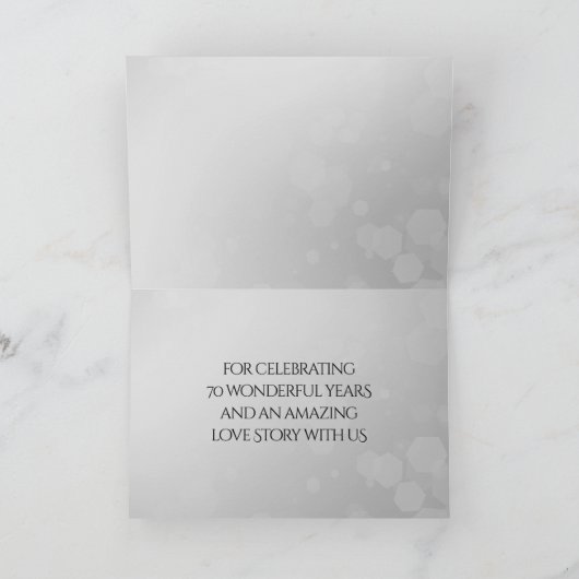 エレガントな70周年プラチナウエディングアニバーサリー サンキューカード (内部)