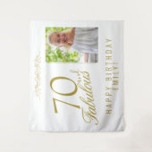 エレガントな70歳とファビュラスな誕生日写真用背景 タペストリー (正面)