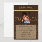 エレガントな70歳の誕生日パーティー写真招待状 招待状 (正面/裏面)