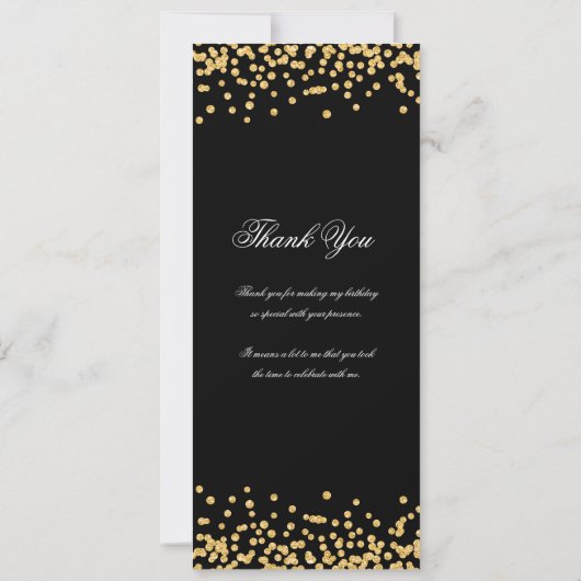 エレガントな70歳の誕生日プログラム ありがとう ゴールド ブラック 招待状 (裏面)