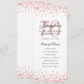 エレガントな70歳の誕生日プログラム ローズゴールドの紙吹雪 招待状 (正面/裏面)