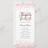 エレガントな70歳の誕生日プログラム ローズゴールドの紙吹雪 招待状 (正面)