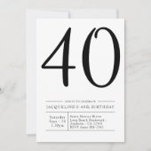 エレガントな70歳の40歳の誕生日シンプルパーティー 招待状 (正面)