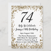 エレガントな74歳の誕生日招待状（黒と金） 招待状 (正面)
