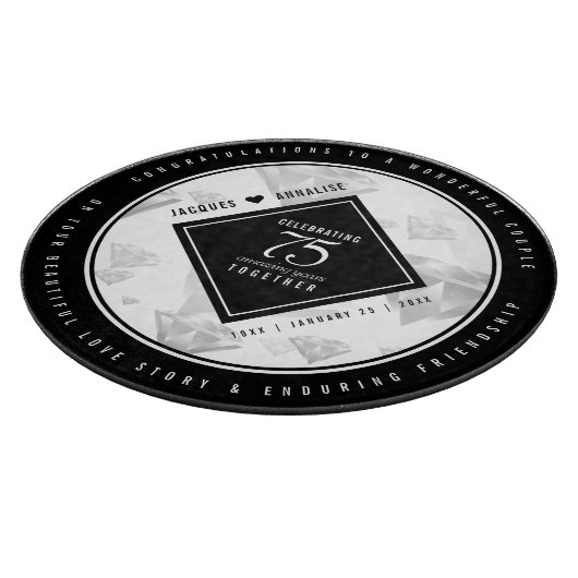 エレガントな75周年ダイヤモンド結婚記念日 カッティングボード (角)