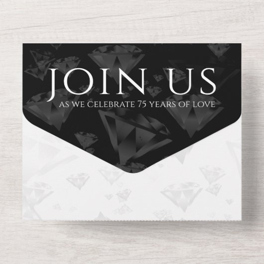 エレガントな75周年 ダイヤモンド 結婚記念日 オールインワン招待状 (裏面)