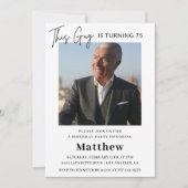 エレガントな75歳の誕生日招待状 メンズ フォト 招待状 (正面)