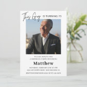 エレガントな75歳の誕生日招待状 メンズ フォト 招待状 (スタンド正面)