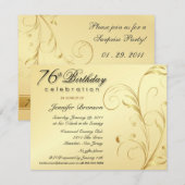 エレガントな76歳の誕生日サプライズパーティー招待状 招待状 (正面/裏面)