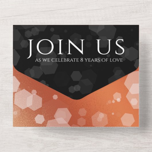 エレガントな8周年ブロンズ結婚記念日お祝い オールインワン招待状 (裏面)