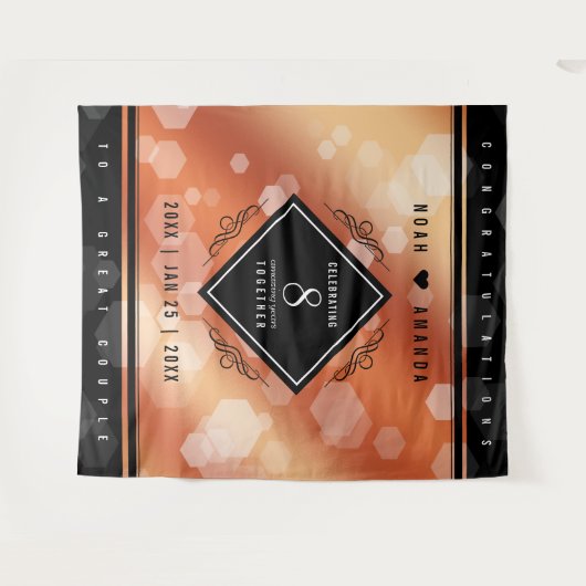 エレガントな8周年ブロンズ結婚記念日 タペストリー (正面(横))