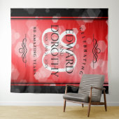 エレガントな80周年ルビー結婚記念日お祝い タペストリー (インサイチュ(横))