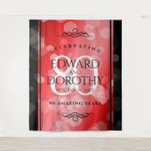 エレガントな80周年ルビー結婚記念日お祝い タペストリー (正面)