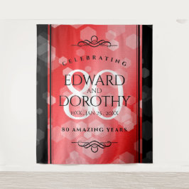 エレガントな80周年ルビー結婚記念日お祝い タペストリー