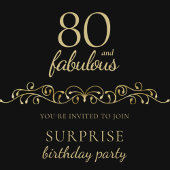 エレガントな80歳とファビュラスなオーナメント 80歳の誕生日 招待状