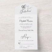 エレガントな90歳の誕生日パーティー オールインワン招待状 (内側)