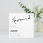 エレガントな "お知らせ" 延期 結婚式カード 招待状 (スタンド正面)