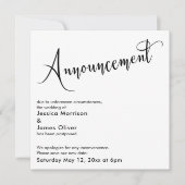 エレガントな "お知らせ" 延期 結婚式カード 招待状 (正面)