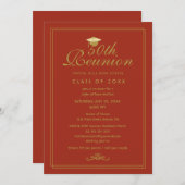 エレガントな オレンジゴールド 50周年クラス再会 招待状 (正面/裏面)