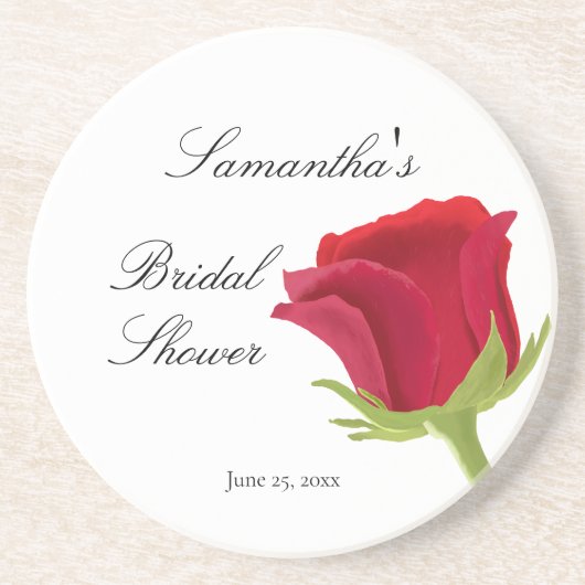 エレガントな クラシックな 赤いバラの ブライダルシャワー コースター (正面)