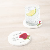 エレガントな クラシックな 赤いバラの ブライダルシャワー コースター (側面)