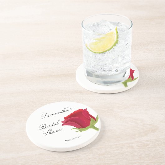 エレガントな クラシックな 赤いバラの ブライダルシャワー コースター (側面)