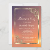 エレガントな ゴールドフレーム 記念すべき 引退 招待状 (正面)