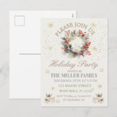 エレガントな ゴールド＆シルバー ホリデーパーティー シーズンポストカード (正面/裏面)