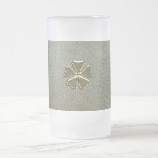 エレガントな シャムロック セントパトリックデー グリーン レザー フロストグラスビールジョッキ (中央)