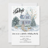 エレガントな「ハッピー ホリデー」ウィンター パーティー 招待状 (正面)
