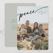 エレガントな「ピース」ブラックタイポグラフィックスクリプト シーズンカード (正面/裏面)