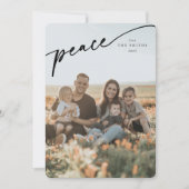 エレガントな「ピース」ブラックタイポグラフィックスクリプト シーズンカード (正面)