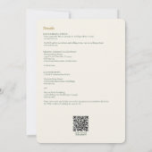 エレガントな フローラル ウォーターカラー アイボリー オールインワン ウェディングドレス 招待状 (裏面)