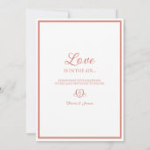 エレガントな ブッシュとホワイトの花束にリボン ウェディング 招待状 (裏面)